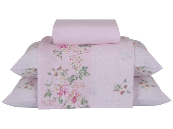 Jogo de Cama Queen Size 100% Algodão Santista Luara Royal 4 Peças Rosa