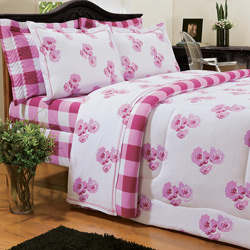 Tudo sobre 'Jogo de Cama Queen Size 4 Peças Roseiral - Rosa e Lilás - Brilhante'