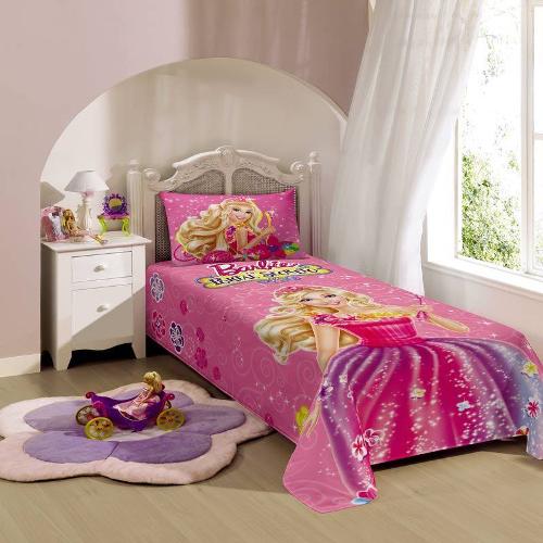 Jogo Cama Menina Barbie 100% Algodão 3 Peças 150 Fios Mattel