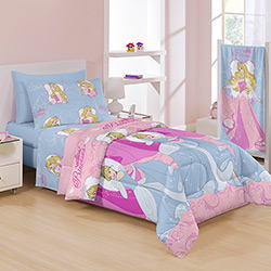 Jogo de Cama Solteiro Kids Disney Light Princess Starts 3 Peças Poliéster Azul - Santista