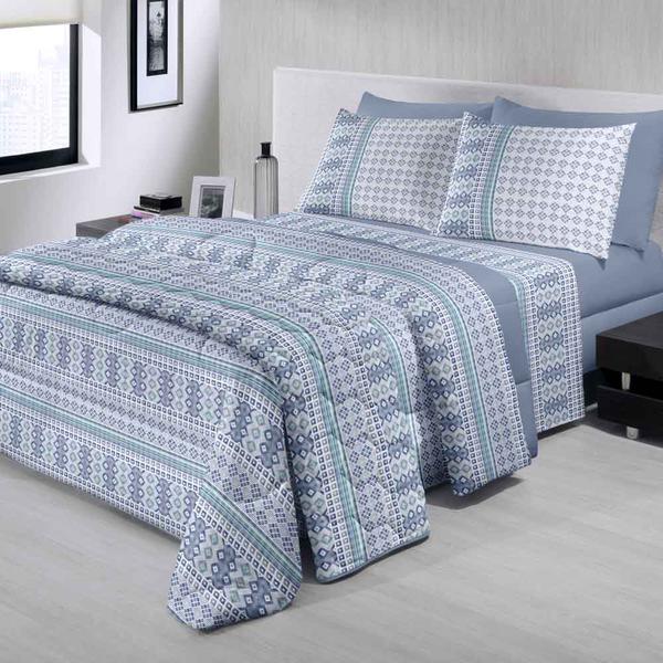 Jogo de Cama Solteiro Otavio 1 Azul Royal Plus 3 Peças - Santista