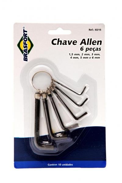 Jogo de Chaves Allen com 6 Peças 1,5 a 6mm BRASFORT-8215