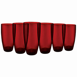 Tudo sobre 'Jogo de Copos Breeze Alto 400ml Vermelho - 6 Peças - Vika'