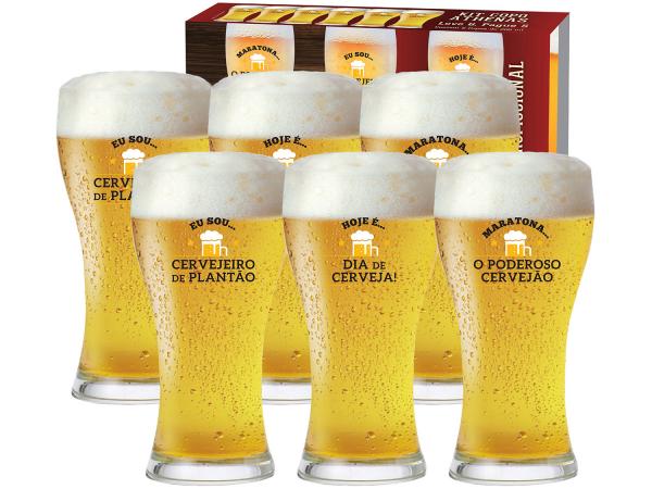 Jogo de Copos de Vidro para Cerveja 6 Peças - 200ml Ruvolo Athenas