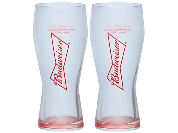 Tudo sobre 'Jogo de Copos de Vidro para Cerveja 2 Peças - 400ml Budweiser Gravata'