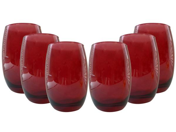 Jogo de Copos Vidro 6 Peças Vermelho 450ml - Cisper Belize Long Drink