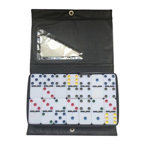 Jogo de Domino 28 Pedras Resina com Estojo Colorido