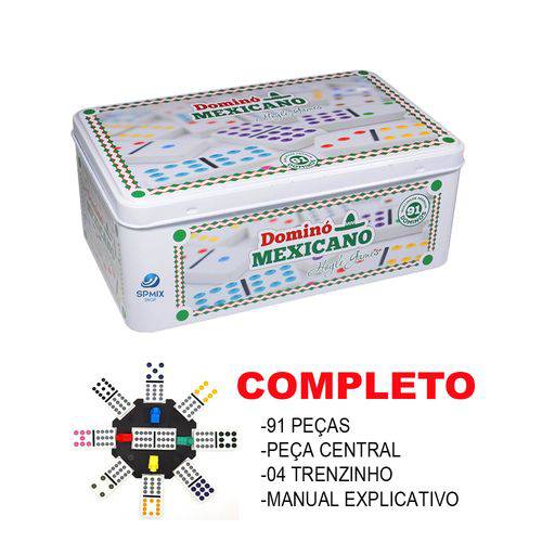 Jogo de Dominó Mexicano 91 Peças Lata - Hoyle - COMPLETO