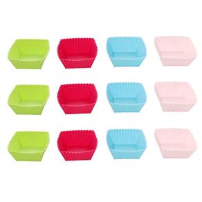 Jogo de Forminha Quadrada para Muffins Mimo Style em Silicone com 12 Peças – Colorido