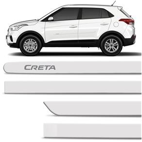 Jogo de Friso Lateral Hyundai Creta 2017 e 2018 4 Portas Tipo Borrachão Branco Polar com Grafia