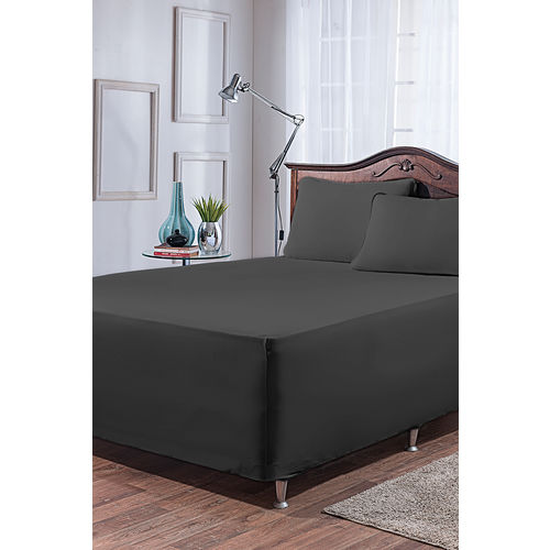 JOGO de LENÇOL 100% MALHA de ALGODÃO CASAL PADRÃO 3 PEÇAS PARA CAMA BOX DISPENSA SAIA 1,38X1,88X55cm de Altura COR: PRETO