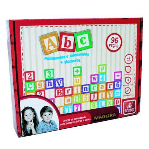 Jogo de Montar ABC Maiúsculas e Minúsculas + Números 96 Peças - Brincadeira de Criança