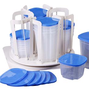 Jogo de Potes 2Brasil Spim Mart em Plástico com 49 Peças - Transparente/Azul