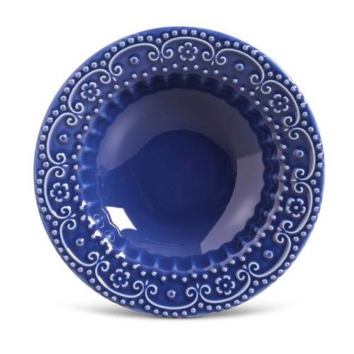 Jogo de Pratos Fundos Esparta Porto Brasil Cerâmica Azul Marinho 6 Peças