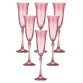 Jogo de Taças de Champagne Bohemia Cristal Rosa 200Ml 6 Peças - Vermelho