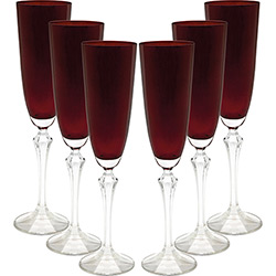 Tamanhos, Medidas e Dimensões do produto Jogo de Taças para Champagne Elizabeth 200ml 6 Peças Vermelha - Ricaelle