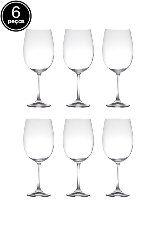 Jogo de Taças para Vinho 6 Pçs de Cristal Ecológico Gastro Luxo Barbara/Colibri 640Ml Lyor