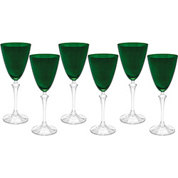 Jogo de Taças para Vinho Tinto Elizabeth 250ml Verde 6 Peças - Ricaelle