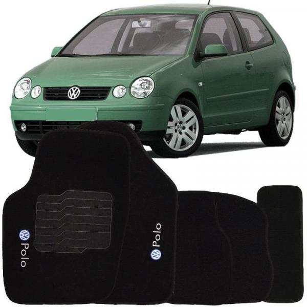 Jogo de Tapete Automotivo Carpete Volkswagen Polo 2003 à 2008 Soft Logo Bordado Preto 5 Peças - S/m