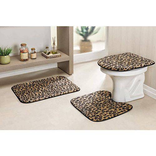 Jogo de Tapetes de Banheiro Safari Standard 3 Peças Leopardo
