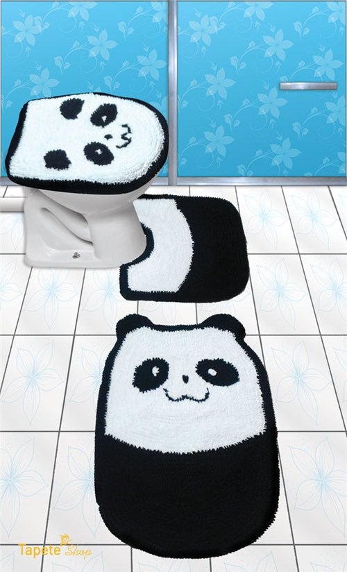 Jogo de Tapetes para Banheiro Panda - Frufru