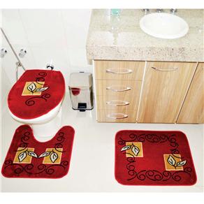 Jogo de Tapetes para Banheiro Rayza Royal Luxury RLN 102 com 3 Peças - Vermelho