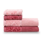 Jogo de toalhas de banho santista 4 peças unique anette batom rosê