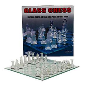 Jogo de xadrez tabuleiro vidro transparente fosco 35x35 cm