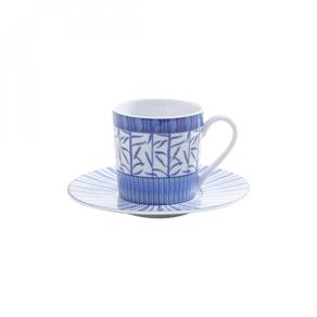 Jogo de Xícaras de Café com Pires Porcelana 12 Peças 120ml Rojemac Branco/Azul