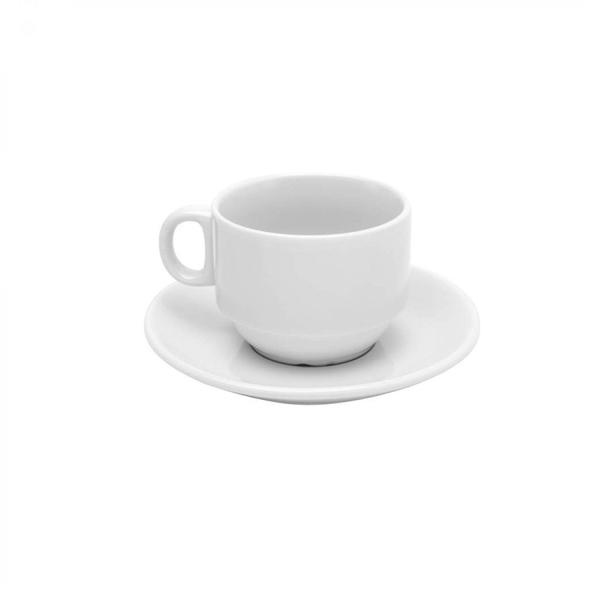 Jogo de Xícaras de Café com Pires Porcelana 12 Peças 180ml Rojemac Branco