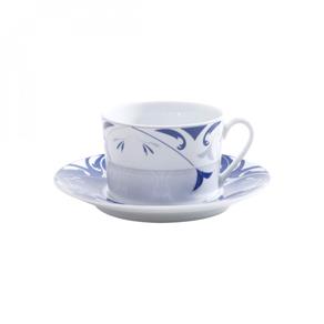 Jogo de Xícaras de Chá com Pires Porcelana 12 Peças 220ml Allegro Rojemac Branco/Azul