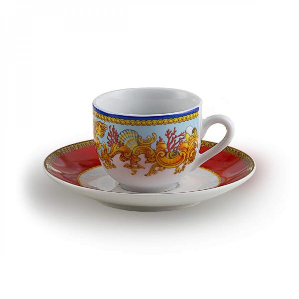 Jogo de Xícaras de Chá com Pires Porcelana 12 Peças 220ml Amalfi Rojemac Colorido
