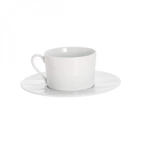 Jogo de Xícaras de Chá com Pires Porcelana 12 Peças 260ml Vague Rojemac Branco