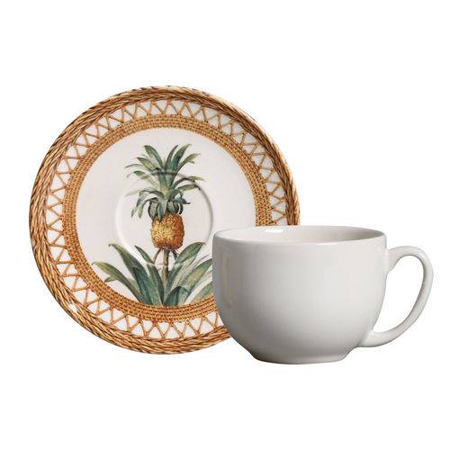 Jogo de Xícaras de Chá Coup Pineapple Natural Porto Brasil Cerâmica 6 Peças
