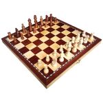 Jogo 3 em 1 de Xadrez, Dama e Gamão Tabuleiro de Madeira com 35 X 35 Cm