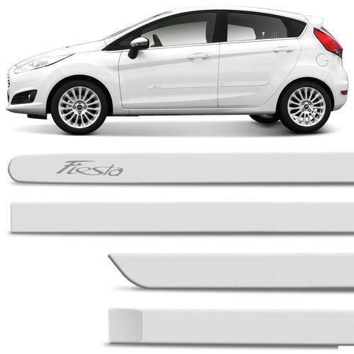 Jogo Friso Lateral Tipo Borrachão Ford New Fiesta 13 a 18 Branco Ártico 4 Portas Excelente Fixação