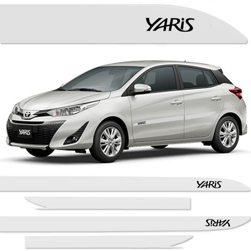 Tudo sobre 'Jogo Friso Lateral Toyota Yaris Hatch Branco Pérola Cor Original'