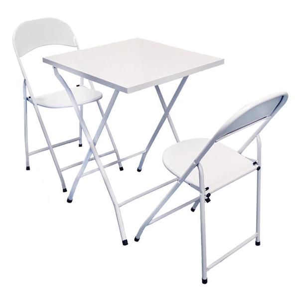 Conjunto de Mesa em Aço com 2 Cadeiras Branco - D7