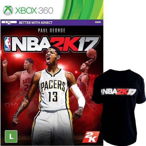 Jogo NBA 2K17 Xbox 360 + Camiseta Preta NBA 2K17