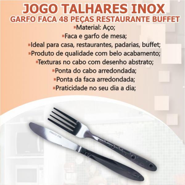 Tudo sobre 'Jogo Talheres Inox Garfo Faca 48 Peças Restaurante Buffet Casa Jantar Utensílios - Loja Catarinense'