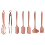 Jogo Talheres Rosa Silicone Utensílios Cozinha Colher Concha