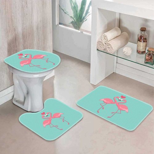 Jogo Tapetes para Banheiro Flamingos One