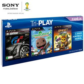 Jogo Tri-Play Família - Box com 3 Games: Gran Turismo 5 XL Edition, LittleBigPlanet 2: Special Edition e Ratchet & Clank: All 4 One - PS3