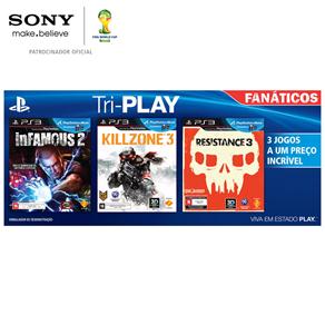 Jogo Tri-Play Fanáticos - Box com 3 Games: InFamous 2, Killzone 3 e Resistance 3 - PS3