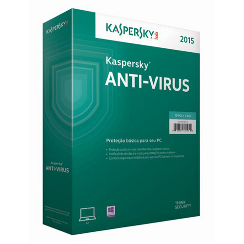 Kaspersky Anti-Virus - 2015 10 Pcs - 1 Ano de Proteção