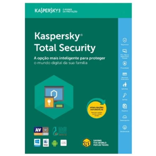 Tudo sobre 'Kaspersky Total Security 2018 - Multidispositivos - 3 Dispositivos 1 Ano'