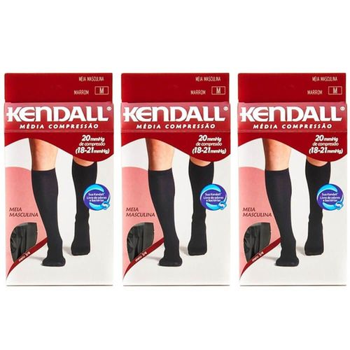 Kendall 1812 Meia 3/4 Média Compressão Masculina Preta M (kit C/03)