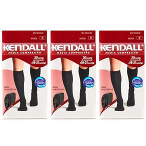 Kendall 1812 Meia 3e4 Média Compressão Masculina Preta M - Kit com 03