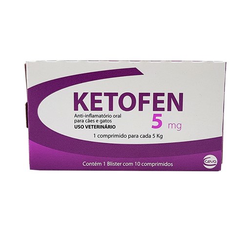 Ketofen 5mg 10 Comp Merial Anti-inflamatório Cães e Gatos