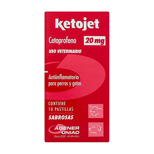 Ketojet 20mg para Cães e Gatos Uso Veterinário com 10 Comprimidos